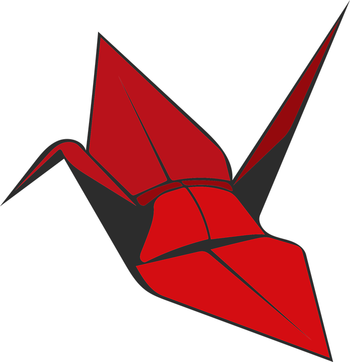 Origami Crane Red Bird Paper Decoration Symbol - Origami Crane Png Clipart (696x720), Png Download