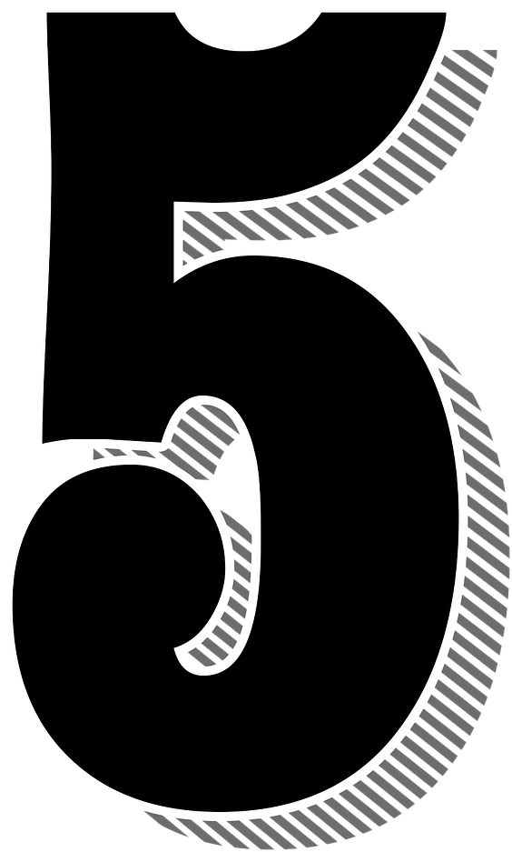 Numbers 5 Five Drop Shadow Png Image - Typography Clipart (853x1280), Png Download
