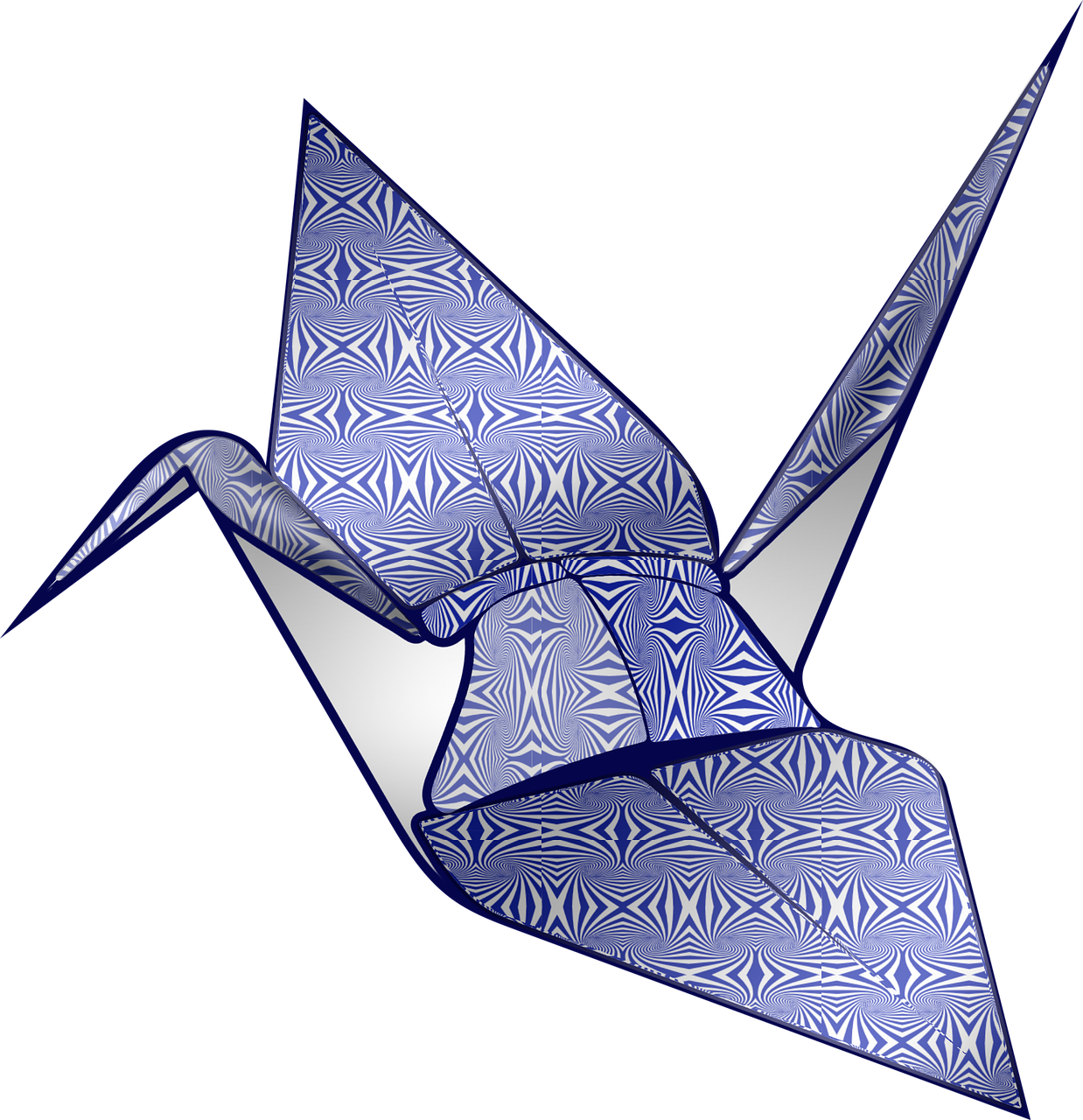 Origami,blue,op Art,crane,free Pictures, Free Photos, - Drawing Clipart (1238x1280), Png Download