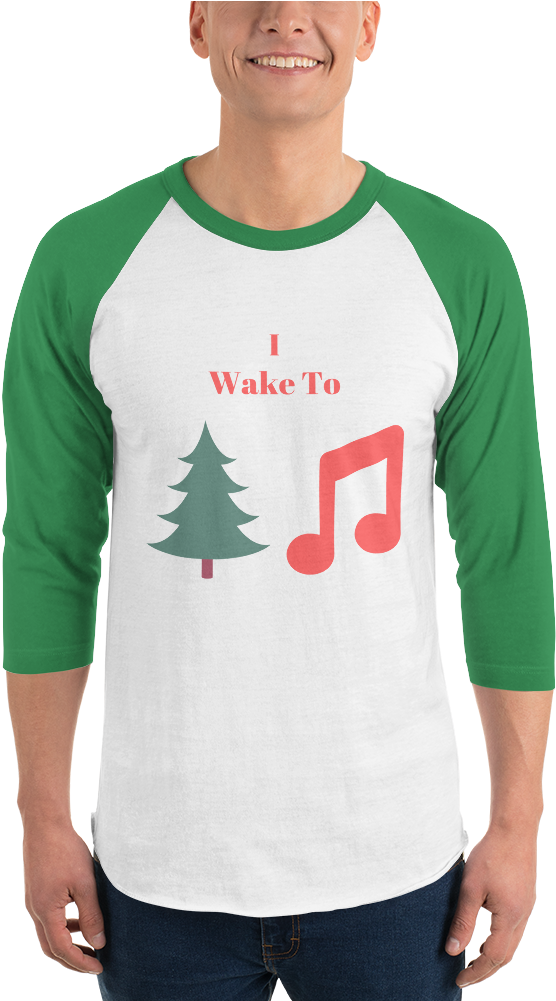 I Wake To Christmas Music 3/4 Sleeve Raglan Shirt - Solaire Shirt Clipart (1000x1000), Png Download