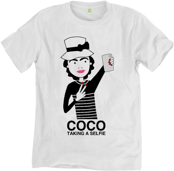 Coco Chanel Taking A Selfie T Shirt - Nine Inch Nails Captain Marvel T Shirt Clipart (640x674), Png Download