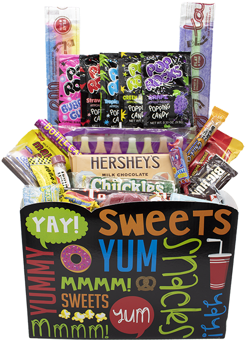Throwback Basket - Snack Attack Gift Basket Clipart (500x701), Png Download