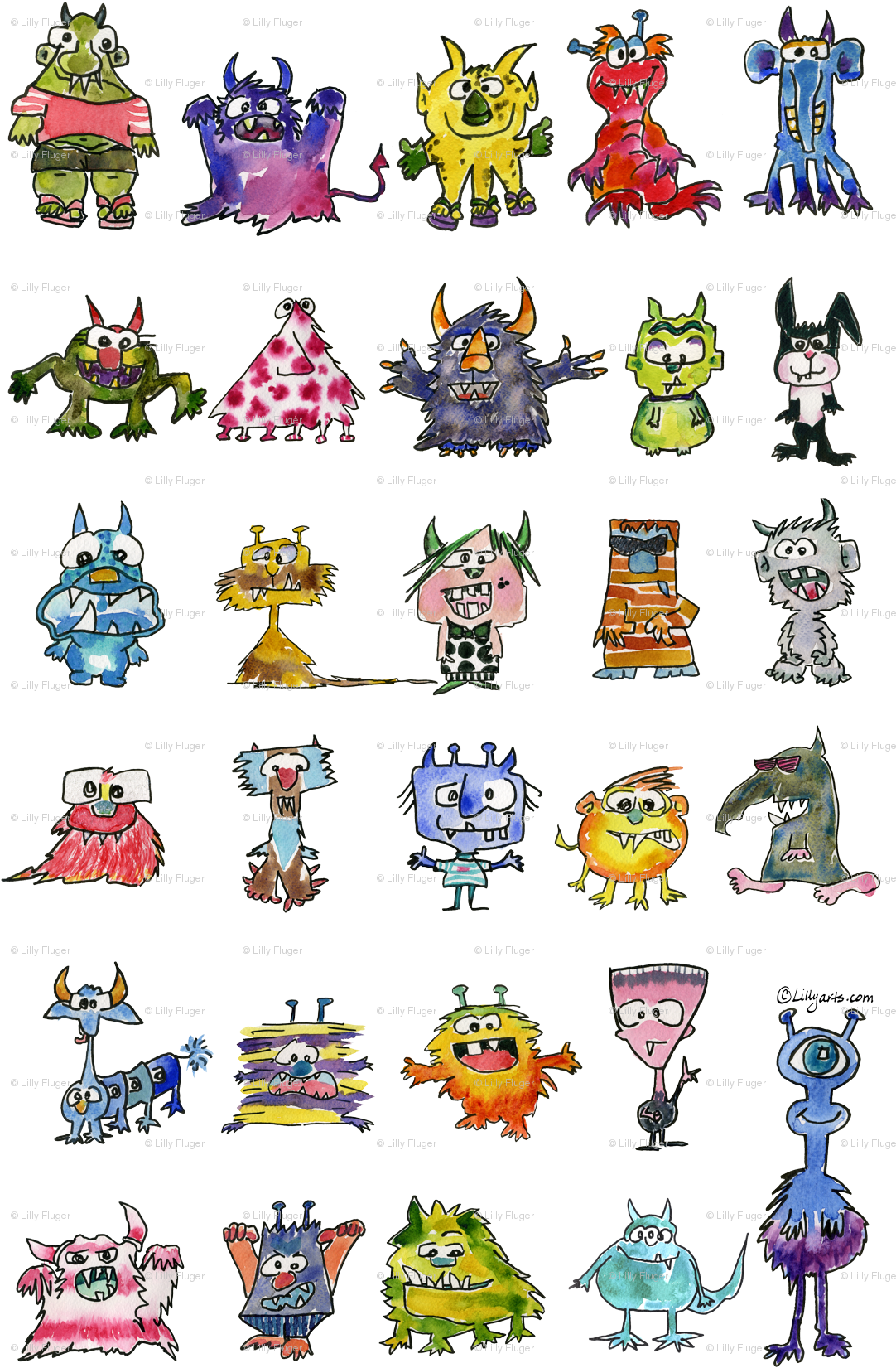 Cute & Funny Cartoon Monsters Clipart (1100x1676), Png Download