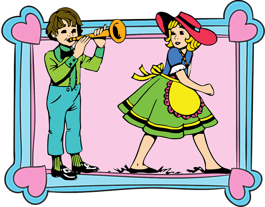 Frame Children Boy Girl Trumpet Music Vintage - Cartoon Clipart (920x720), Png Download