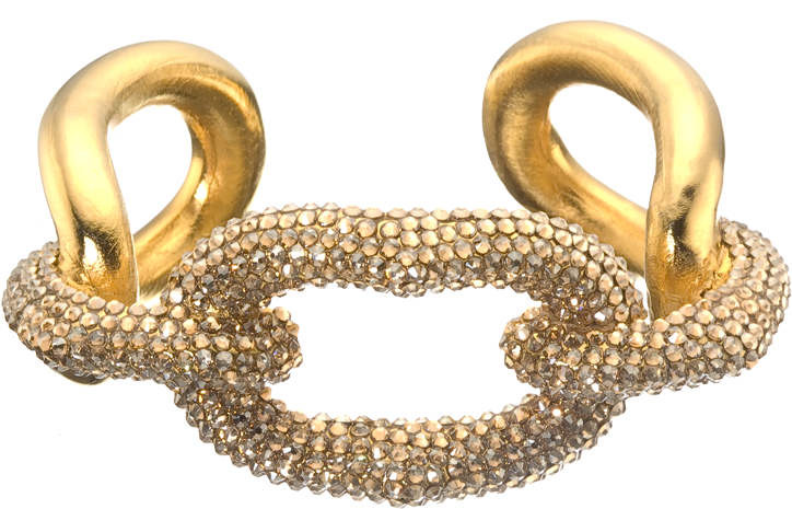 Chunky Link Cuff With Gold Swarovski Crystal Accents - Body Jewelry Clipart (1000x1000), Png Download