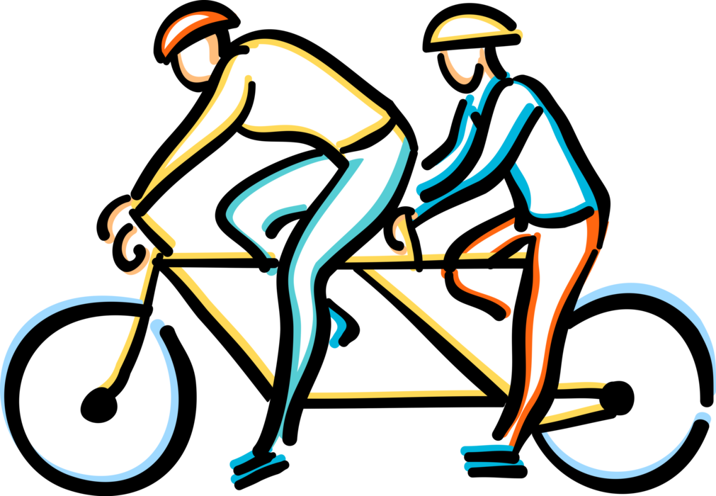 Cyclists Ride Tandem - Tandem Clipart (1011x700), Png Download