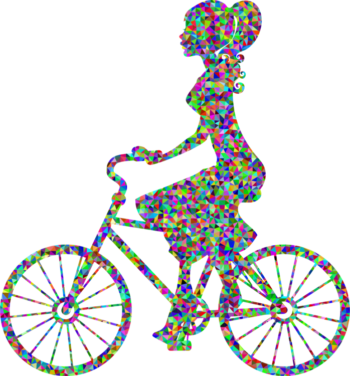 Bicycle Wheels Cycling Silhouette Motorcycle - Girl On Bike Png Clipart (698x750), Png Download