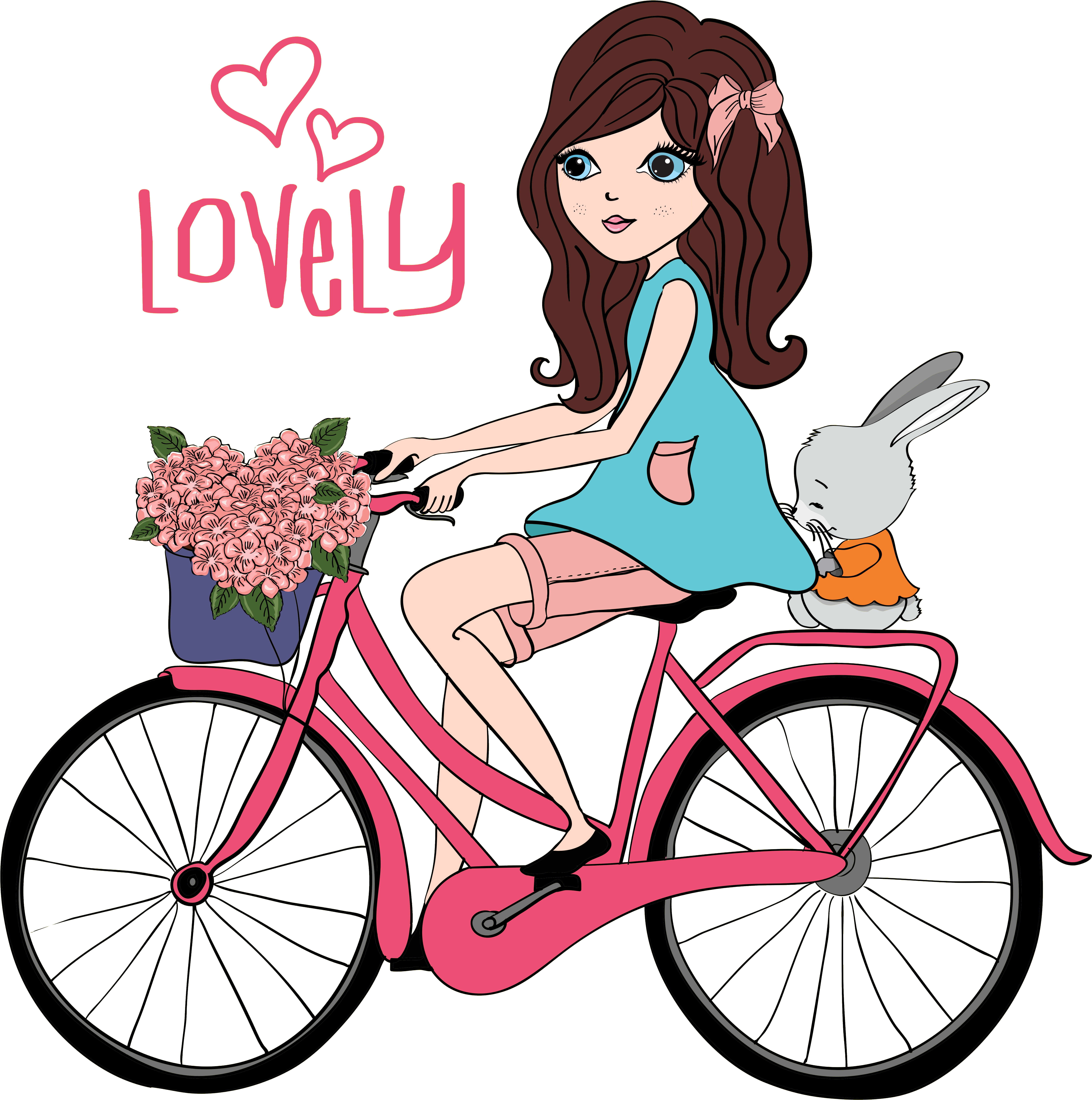 Bicycle Clipart Lady Cycling - Png Download (7529x9596), Png Download
