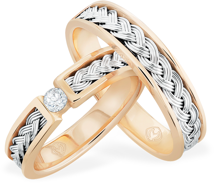 A Pair Of Wedding Rings With Diamond And Non-diamond - Pre-engagement Ring Clipart (1080x1080), Png Download