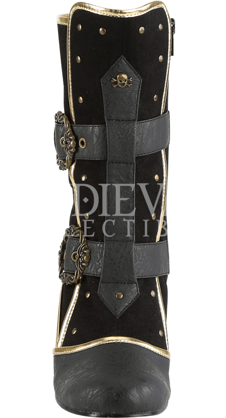 Womens Gold Trim Pirate Heels , Png Download - Motorcycle Boot Clipart (462x851), Png Download