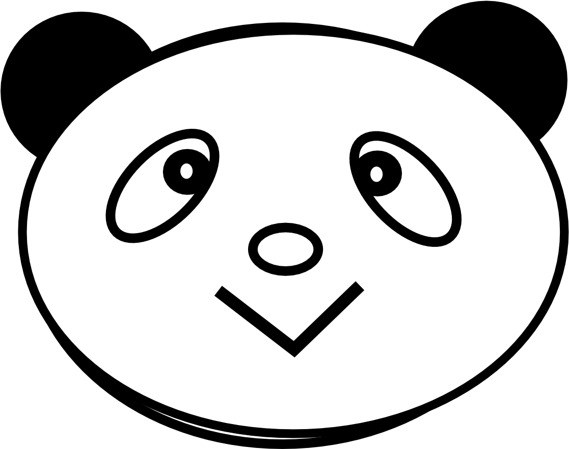 Cute Black And White Panda's Png - Gambar Kepala Panda Kartun Clipart (1117x882), Png Download