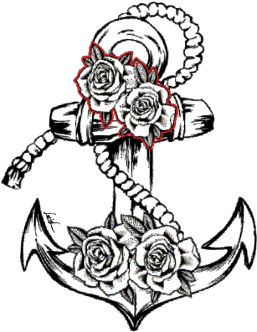 #anchor #anchortattoo #anker #roses #rosestattoo #rosesandanchor - Drawing Clipart (480x480), Png Download