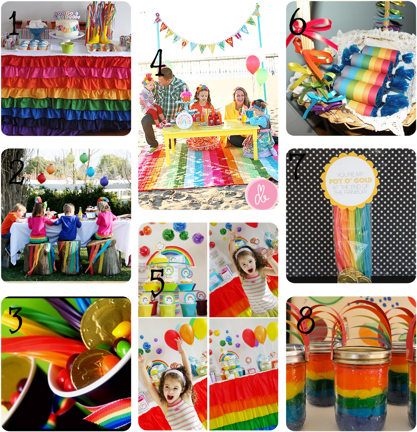 Pot O' Gold By The Seven Year Cottage - Rainbow Birthday Party Ideas Clipart (1547x1600), Png Download