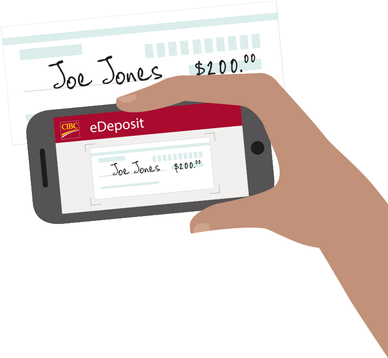 Depositing A Cheque Now You Can Take A Picture - E Deposit Cheque Cibc Clipart (800x737), Png Download