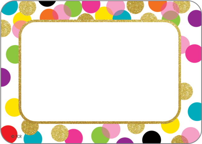 Confetti Name Tags/labels - Polka Dot Name Labels Clipart (648x648), Png Download