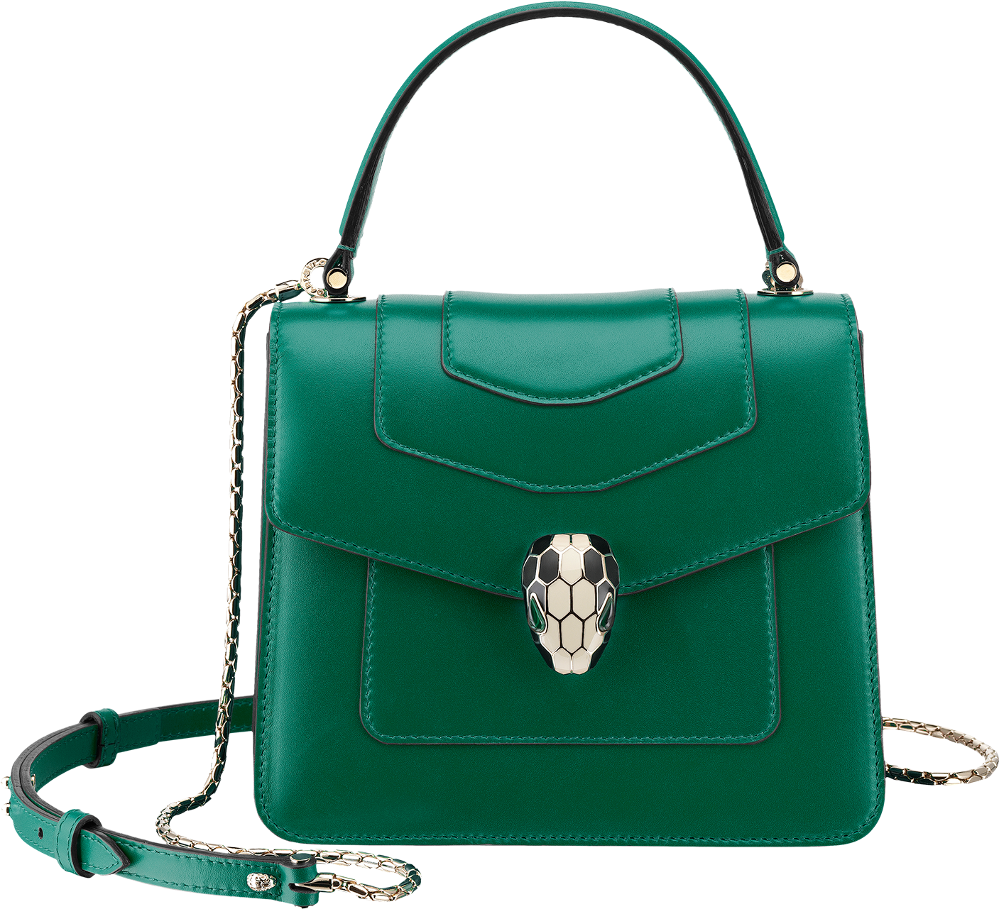 Flap Cover Bag Serpenti Forever In Emerald Green Calf - Bulgari Serpenti Forever Bags Clipart (1800x1405), Png Download