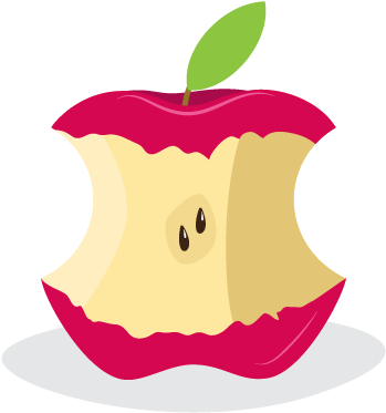 Apple With Several Bites Taken Out Of It Clipart (800x433), Png Download