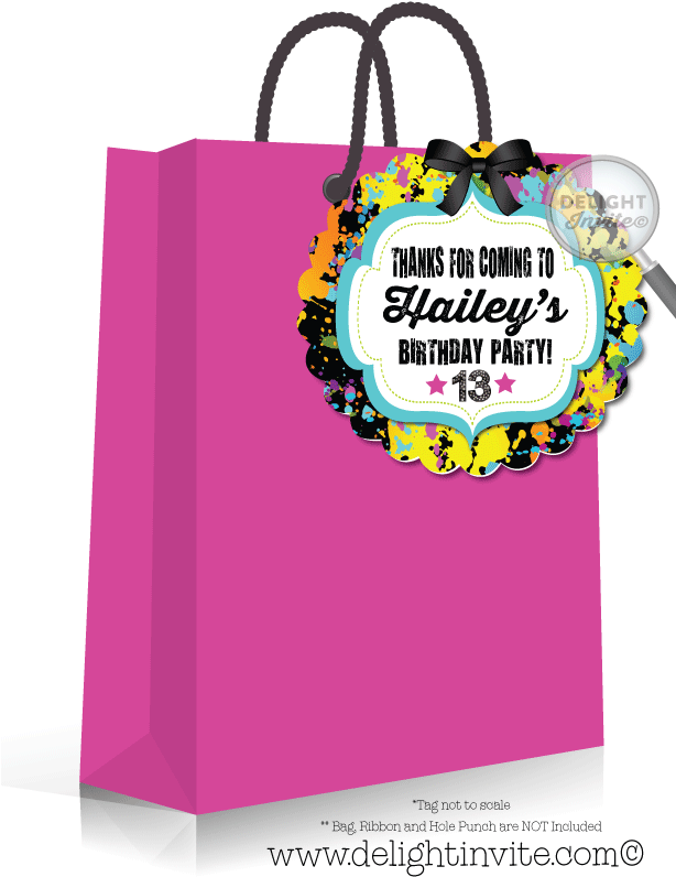 Neon Glow Birthday Favor Tag - Superhero Party Favor Tags Clipart (613x822), Png Download