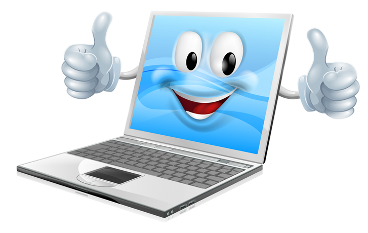 Computer With Smiley Face Clipart (727x460), Png Download