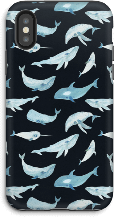 Whales In Black Case Iphone X Tough - Mobile Phone Case Clipart (499x800), Png Download