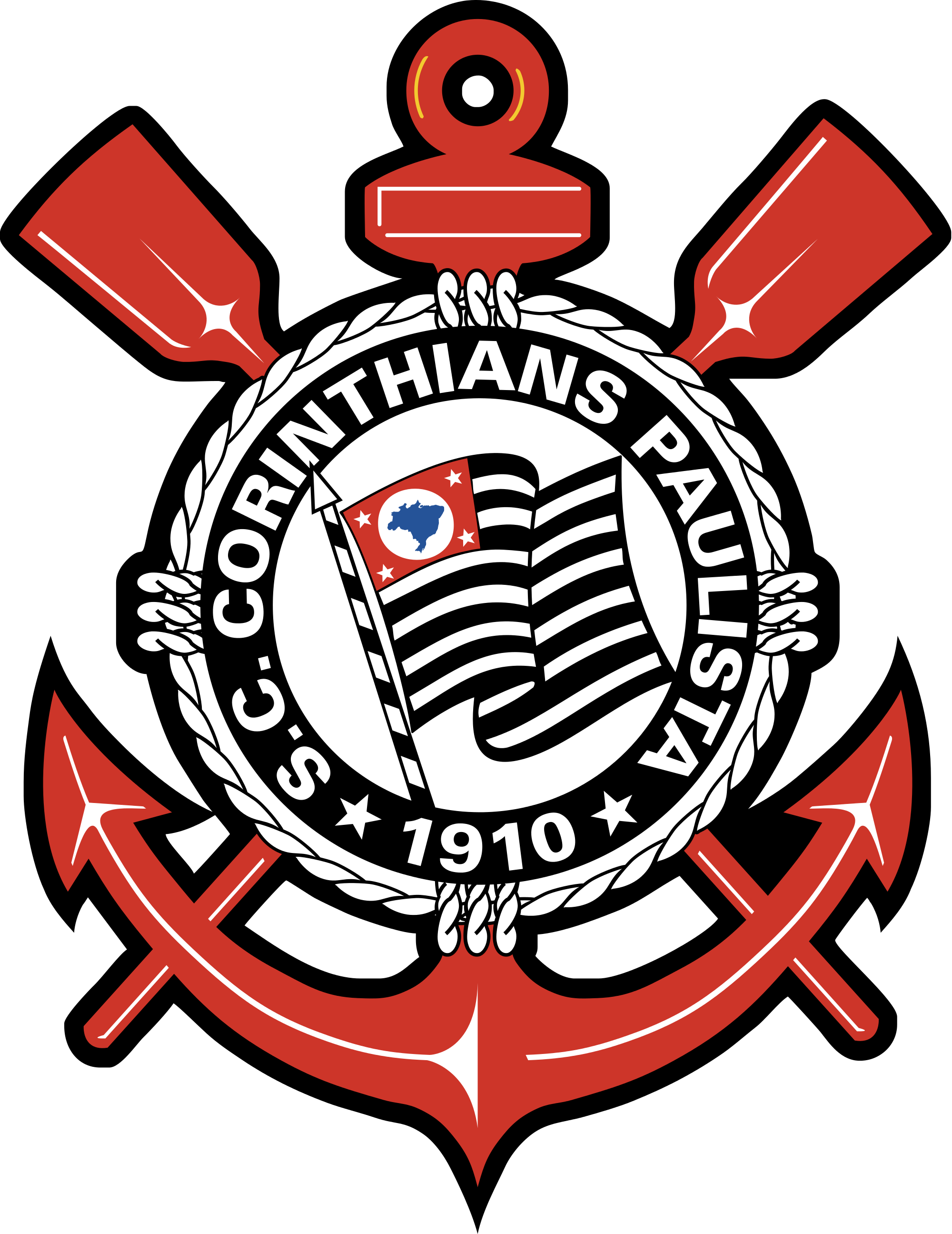 Escudo Do Corinthians Com Bordas Pretras - Escudo De Corinthians Clipart (2000x2591), Png Download