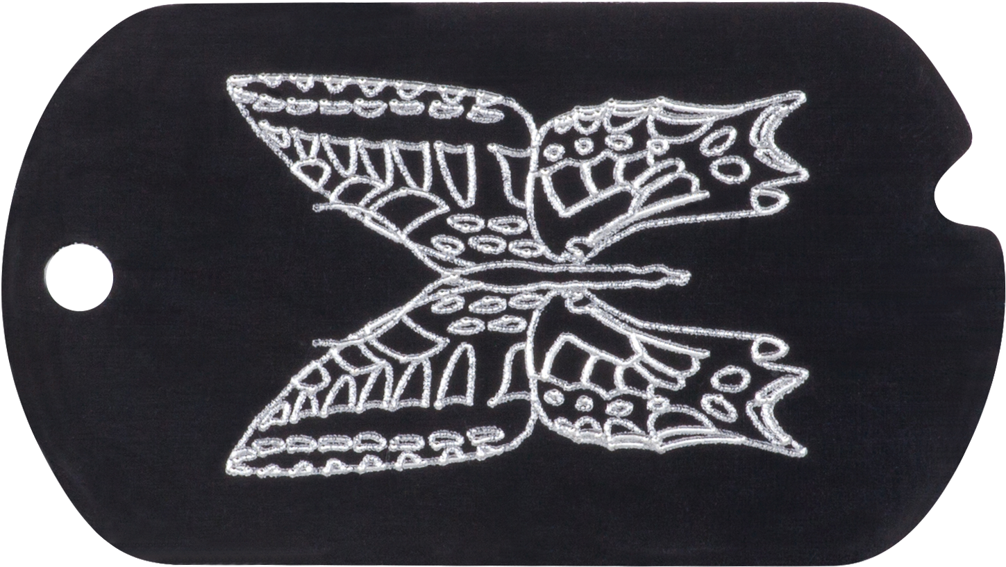 Butterfly Military Tag Necklace - Label Clipart (1575x940), Png Download