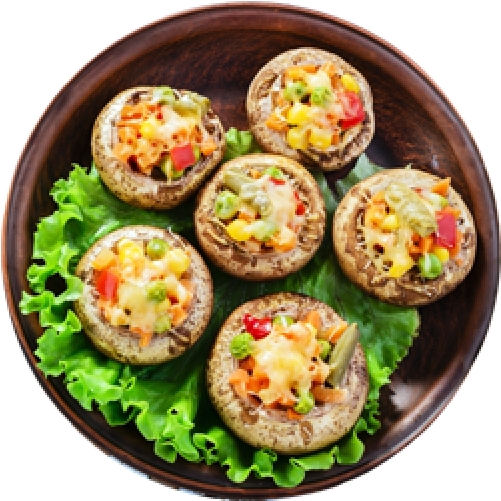 Baked Goat Cheese - Stuffed Mushrooms Clipart (1200x520), Png Download
