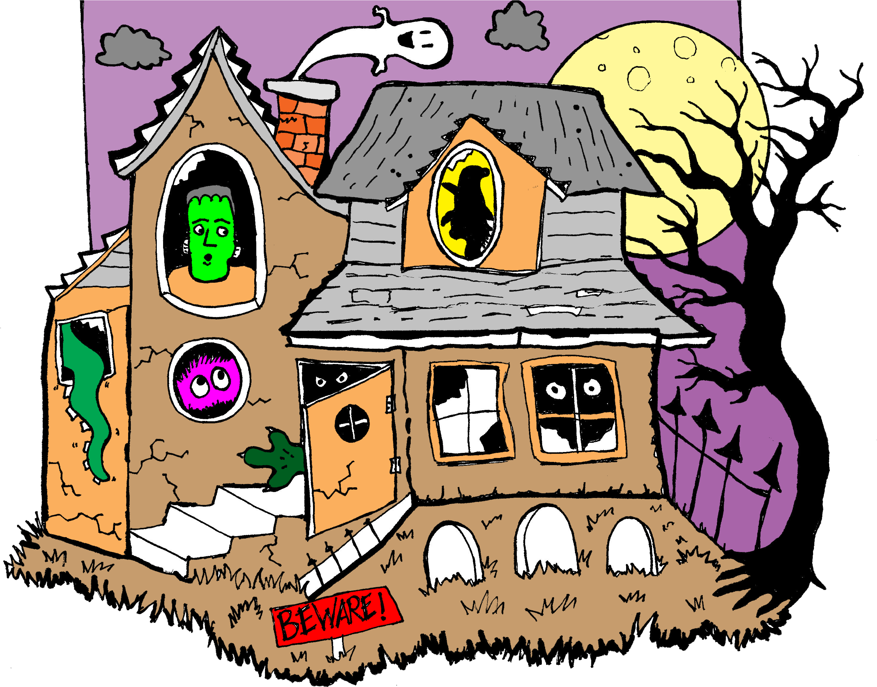 Fun Haunted House Clip Artmakes A Good Story Starter - Cartoon - Png Download (3065x2359), Png Download