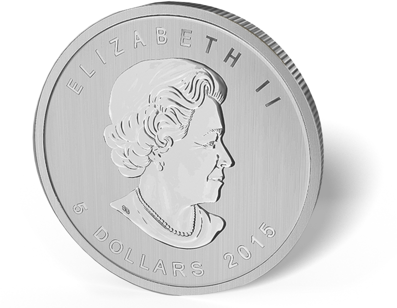 Picture Of 2015 1 Oz Canadian Silver Maple Leaf Red-tail - Silver Clipart (800x650), Png Download