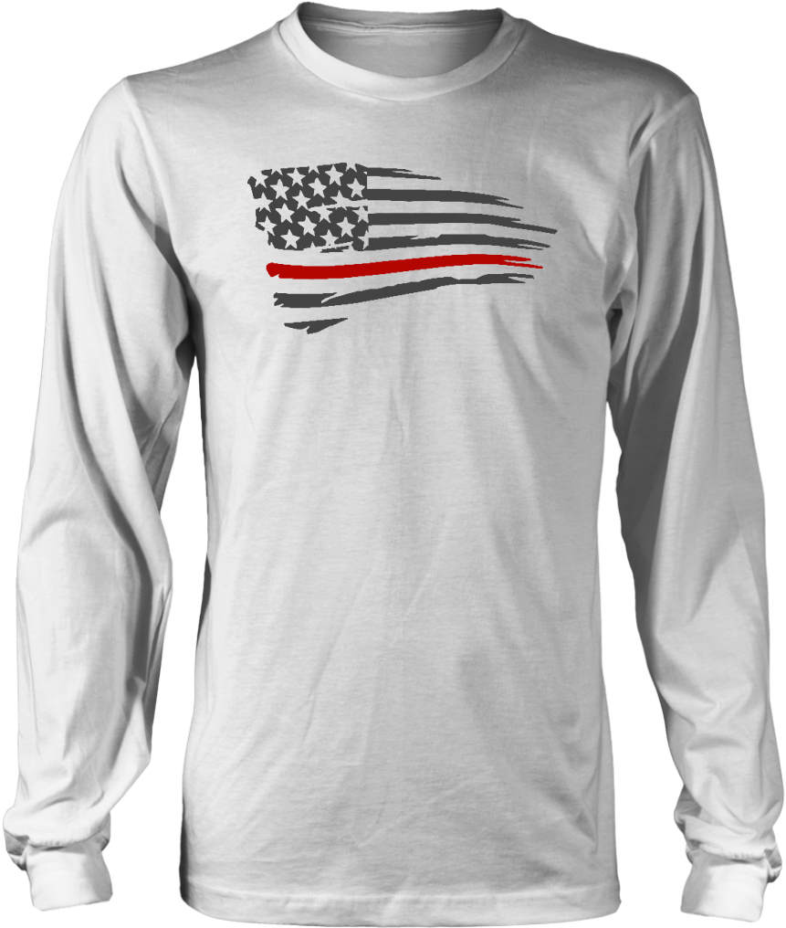 Usa Flag Thin Red Line Of Courage Unisex Long Sleeve - Durrr Burger Shirt Clipart (1024x1024), Png Download