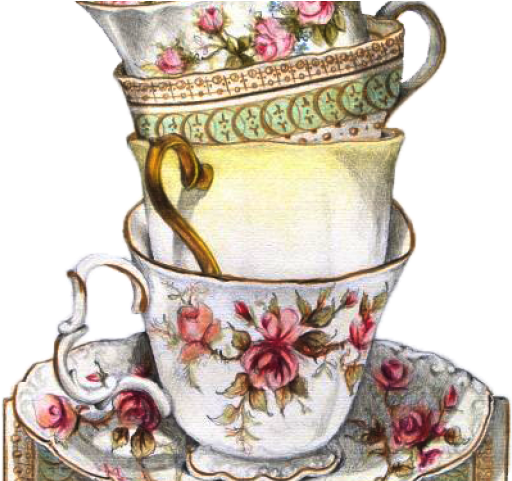Drawn Tea Cup Vintage Teacup - Tea Party Illustration Vintage Clipart (640x480), Png Download