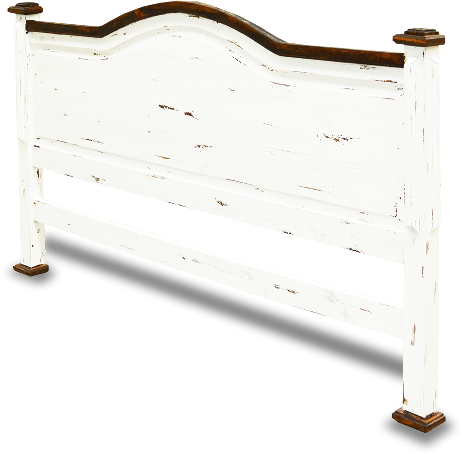Cottage Rustic Queen Headboard Distressed White - Bench Clipart (1000x1026), Png Download