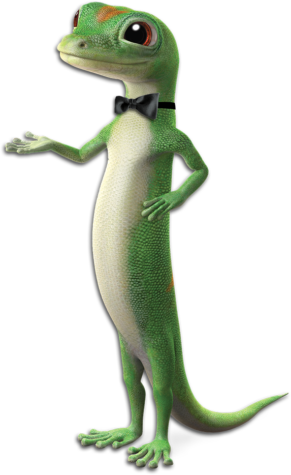 Geico Gecko Mascot Wearing A Black Bow Tie - Carolina Anole Clipart (573x934), Png Download