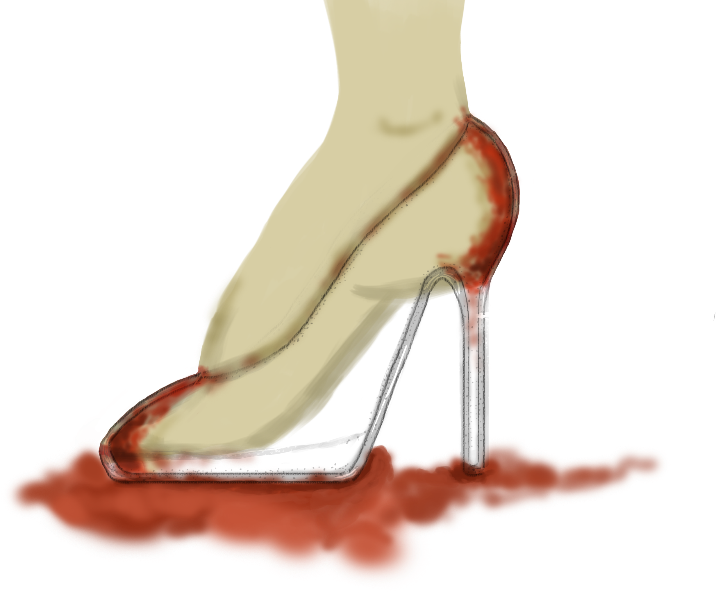 Cinderella Slippers Blood - Basic Pump Clipart (3508x2480), Png Download