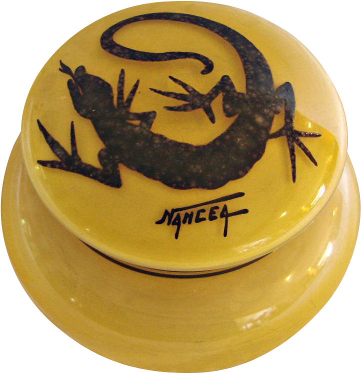French Grosclaude Cameo Yellow Art Deco Glass Box W - Salamandra Clipart (745x745), Png Download