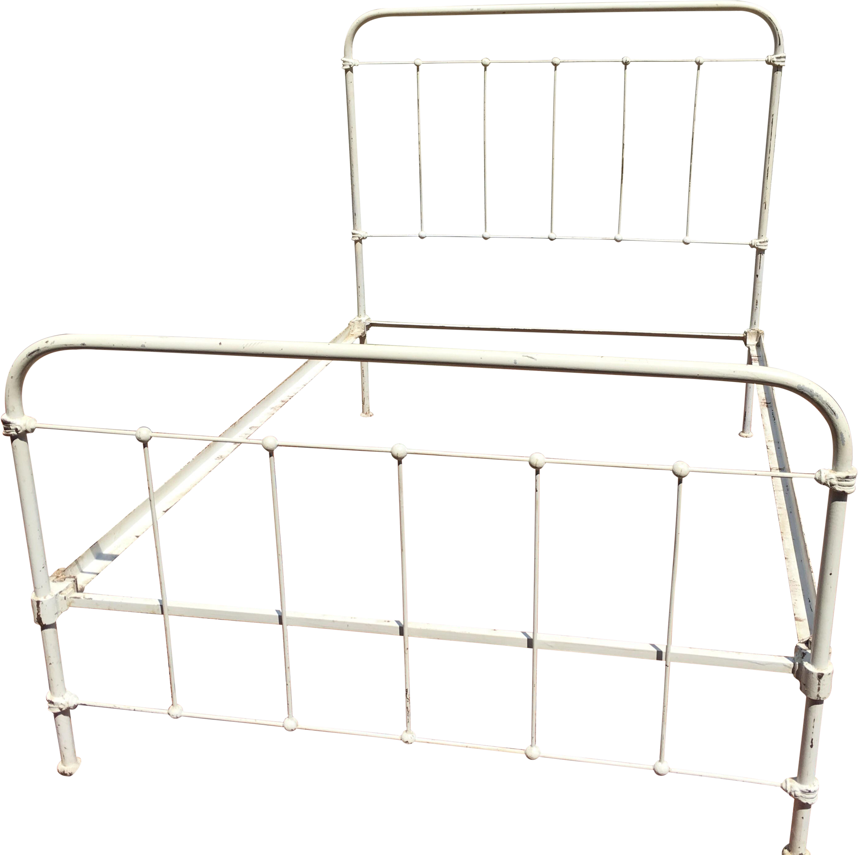 Vintage Shabby Chic Wrought Frame Chairish - Wrought Iron Bed Frames Vintage Clipart (2888x2845), Png Download