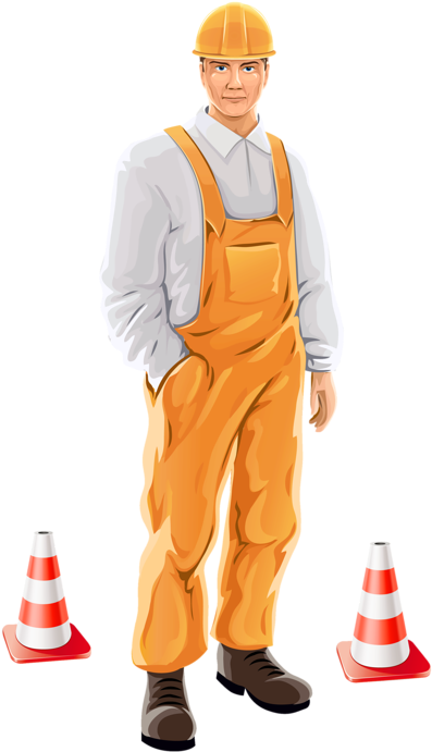 Road Worker Or Construction Worker - Vector Clipart (490x800), Png Download