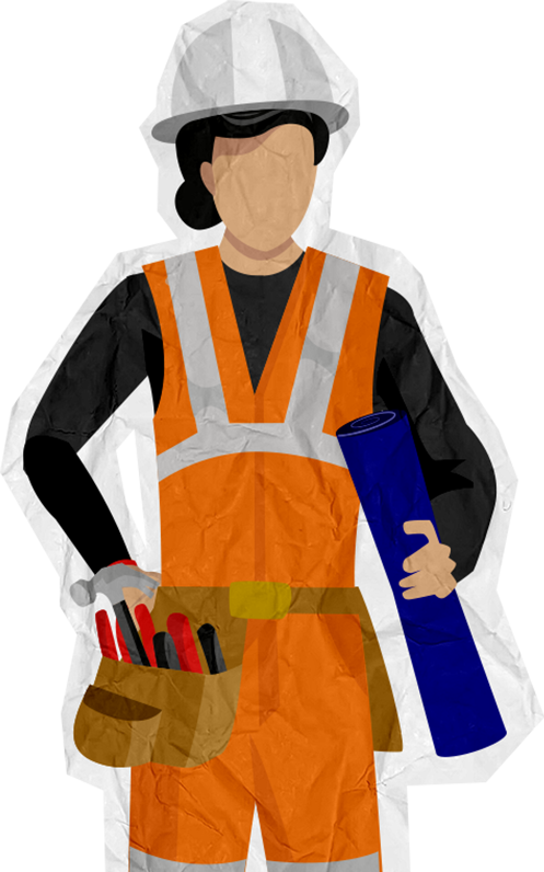 Share With Friends - Clipart Construction Woman - Png Download (497x796), Png Download