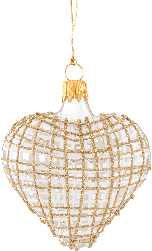 Christmas Ornament "heart" Clear, With Glitter, Gold/white - Locket Clipart (578x954), Png Download