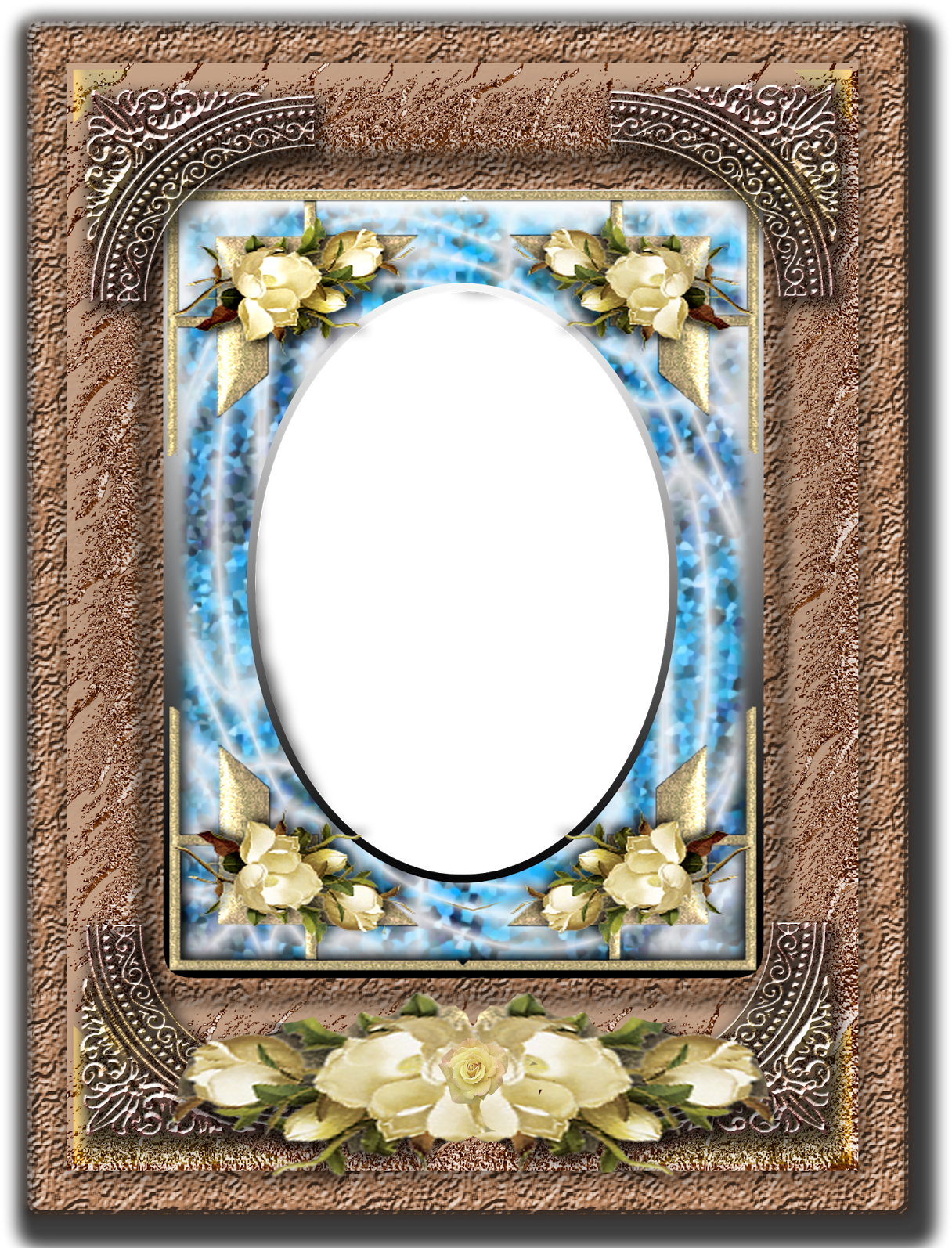 Marco De Flores Blancas Y Fondo Marrón Clipart (1402x1600), Png Download