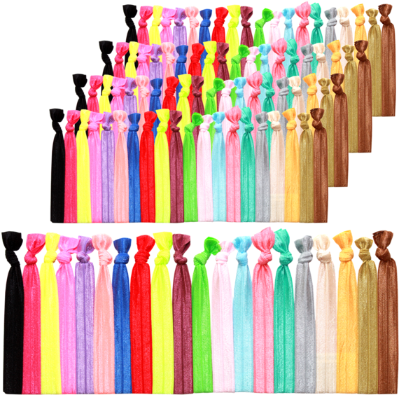 Bright And Pastel Elastic Ponytail Holders No Crease - Thread Clipart (600x580), Png Download