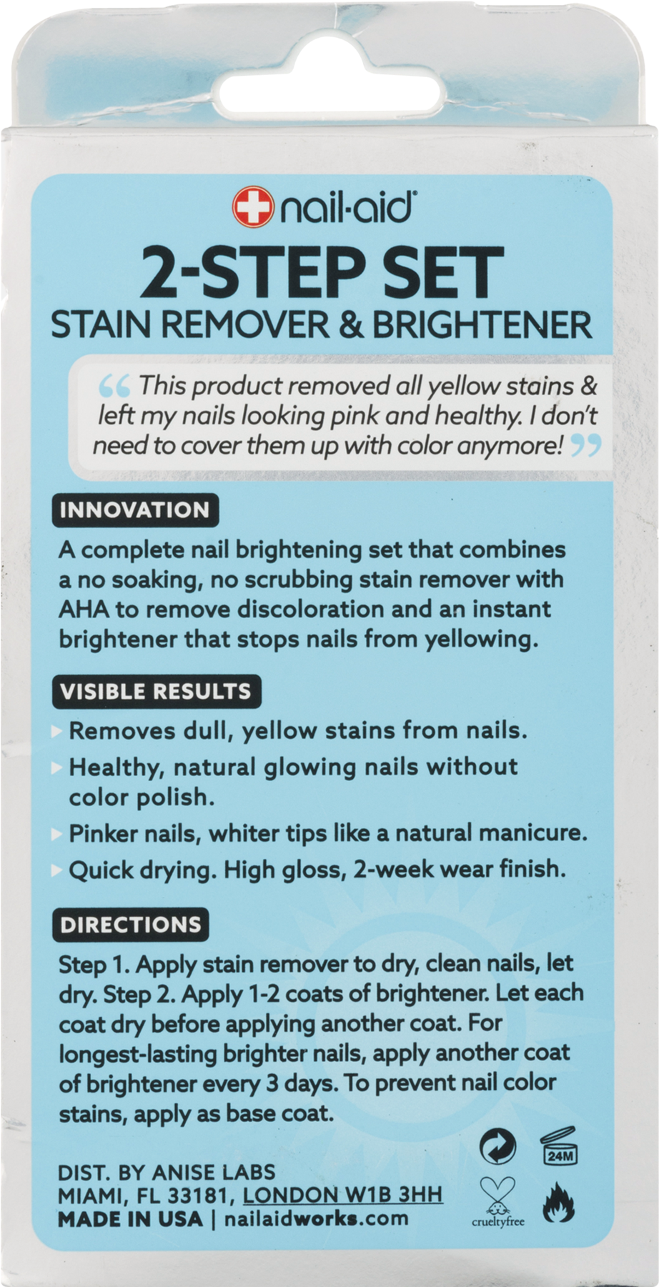 Nail Aid 2 Step Set Stain Remover & Brightener, - Plastic Clipart (1800x1800), Png Download