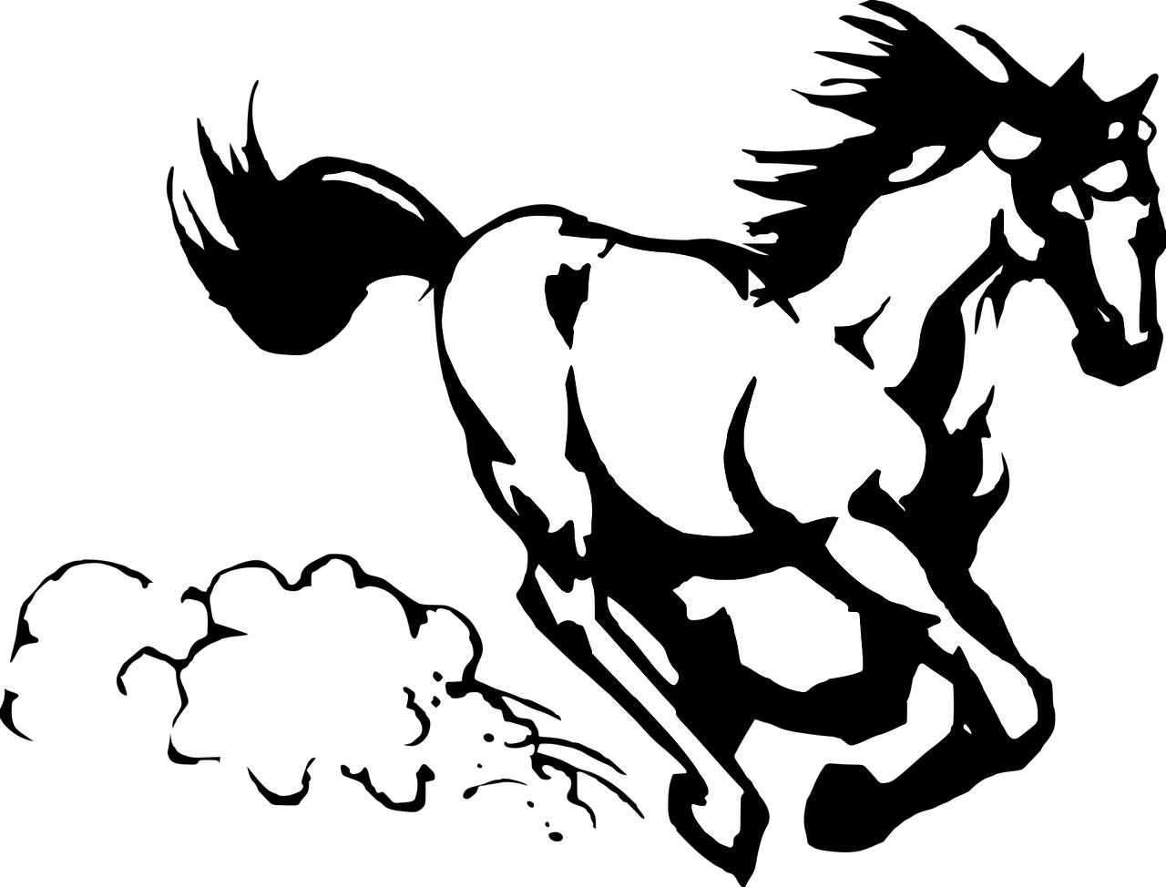 Horse Running Clipart Black And White - Png Download (1280x974), Png Download