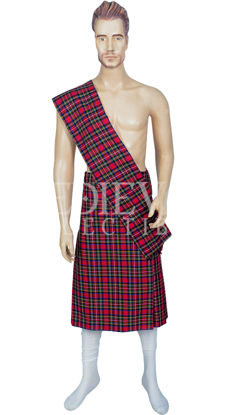 Men's Scottish Kilt With Scarf - Plaid Clipart (850x850), Png Download