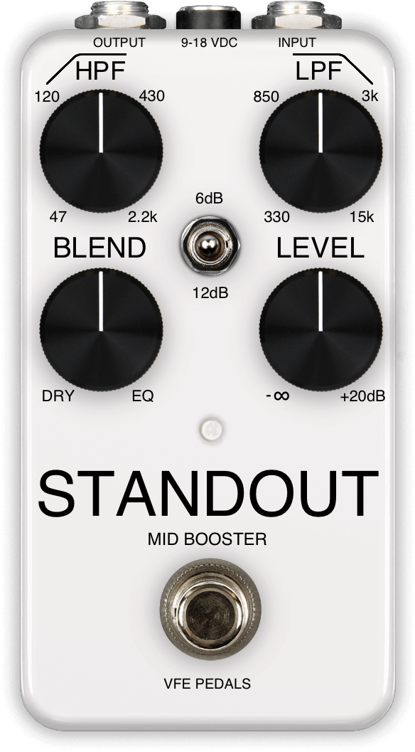 Vfe Pedals Standout Mid Booster - Vfe Standout Clipart (610x1075), Png Download