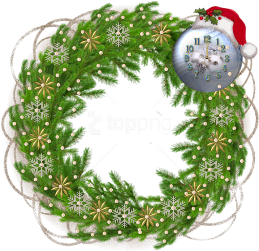 Free Png Christmas Pine Photo Frame With Santa Hat - Christmas Day Clipart (850x824), Png Download