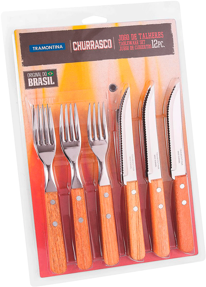 Jogo De Talheres Para Churrasco Tramontina 12 Pecas - Jogo De Talheres Para Churrasco 12 Peças Tramontina Clipart (1000x1000), Png Download