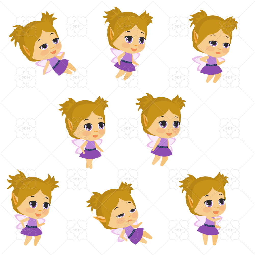 Purple Fairy 2d Animated Sprite Pack, Sprite Sheet, - Girl Sprite Sheet Png Clipart (1024x1024), Png Download