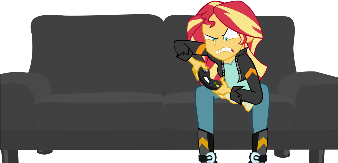 Couch Clipart Simple Cartoon - Sunset Shimmer Game Stream - Png Download (1280x720), Png Download