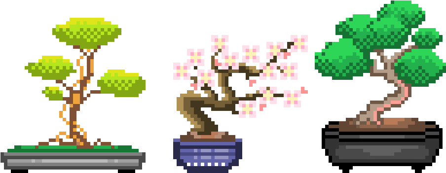 “ ✿ Bonsai Trees ✿ ” - Pixel Art Bonsai Tree Clipart (904x351), Png Download